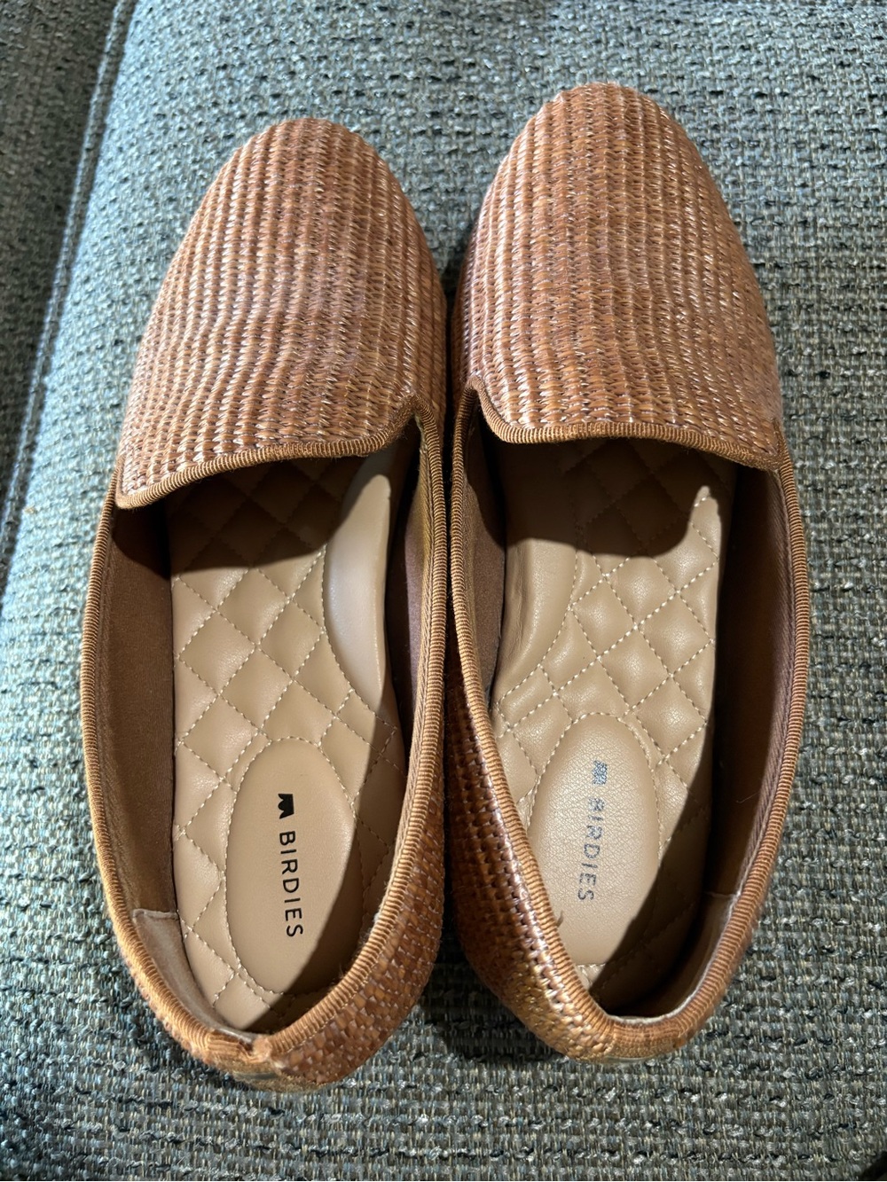 ‘The Starling’ Raffia ~ Birdies Woven Slip-On Loafers in Warm Tan
